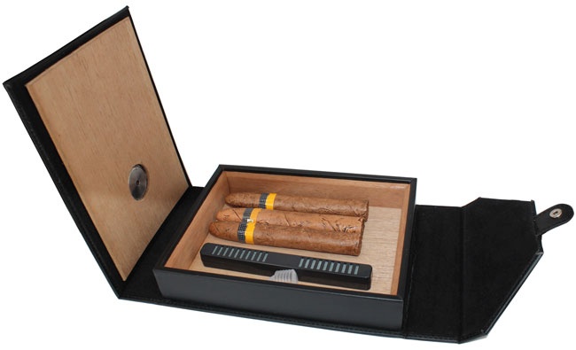 AMANCY Beautiful 5-10 Capacity Cedar Wood Lined Leather Portable Travel Cigar Humidor Case,Easily Carry Anywhere